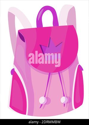 Vector pink girl backpack with straps Stock Vector