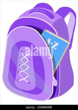 Vector purple with white school backpack Stock Vector