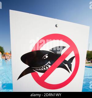 No sharks sign in beach Stock Photo - Alamy