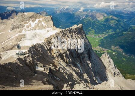 The Zugspitze highest peak of the Wetterstein Mountains, & highest mountain in Germany. Lies south of the town of Garmisch-Partenkirchen. Stock Photo