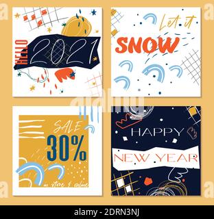 Set of square art templates. Suitable for social media posts, mobile apps and internet ads.For personal and business accounts. Abstract elements in th Stock Vector