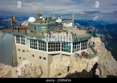 The Zugspitze highest peak of the Wetterstein Mountains, & highest mountain in Germany. Lies south of the town of Garmisch-Partenkirchen. Stock Photo