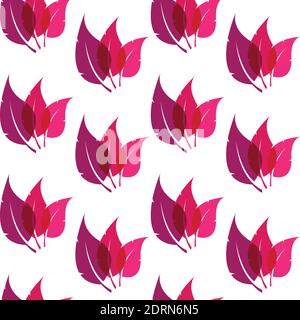 Vector seamless pattern with leaves on white background. wallpaper. Easy editable layered vector illustration. Stock Vector
