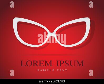 Vector image of Glasses white on red background. Stock Vector