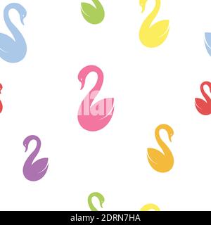 Vector seamless pattern with swan on white background. wallpaper. Easy editable layered vector illustration. Stock Vector