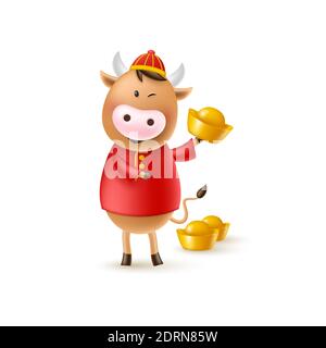 Chinese New Year cute bull. Stock Vector