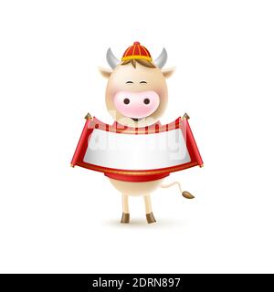 Chinese New Year cute bull. Stock Vector