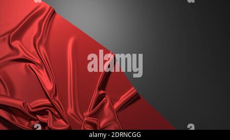 Abstract red silk on black christmas background. Black background with red canvas. Stock Photo