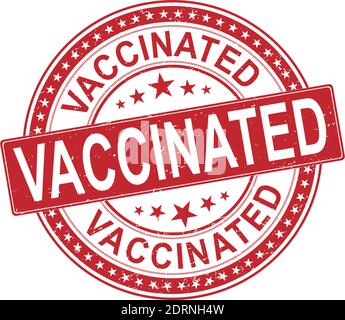 Stamp with word vaccinated, grunge style, on white background Stock Vector