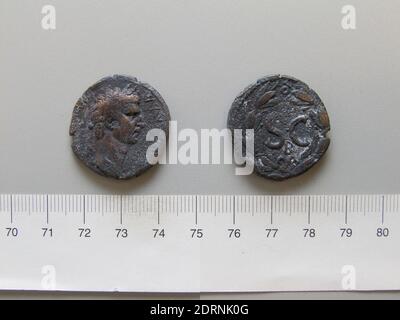 Ruler: Nerva, Emperor of Rome, A.D. 30–98, ruled 96–98, Mint: Antioch, Dupondius of Nerva, Emperor of Rome from Antioch, 96–98, copper, 14.78 g, 12:00, 27.8 mm, Made in Antioch, Seleucis and Pieria, Roman, 1st century, Numismatics Stock Photo