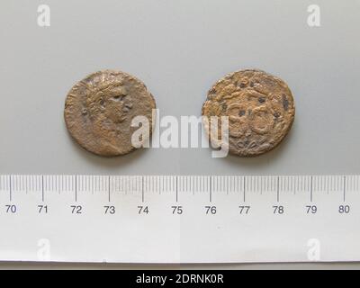 Ruler: Nerva, Emperor of Rome, A.D. 30–98, ruled 96–98, Mint: Antioch, Dupondius of Nerva, Emperor of Rome from Antioch, 96–98, copper, 12.18 g, 12:00, 27.4 mm, Made in Antioch, Seleucis and Pieria, Roman, 1st century, Numismatics Stock Photo
