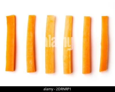 Sliced carrot isolated on white background, top view Stock Photo