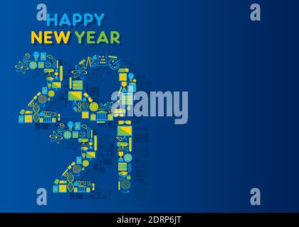 vector illustration of new year 2021 poster design, using education accessories concept design Stock Vector