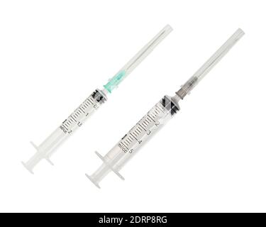 Empty plastic syringe medical isolated on white background. Stock Photo