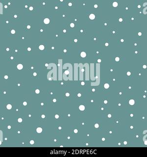 Winter seamless pattern. Sky with flat white snow dots on powder blue background. New Year backdrop. Vector Christmas background for fabric, textile, Stock Vector