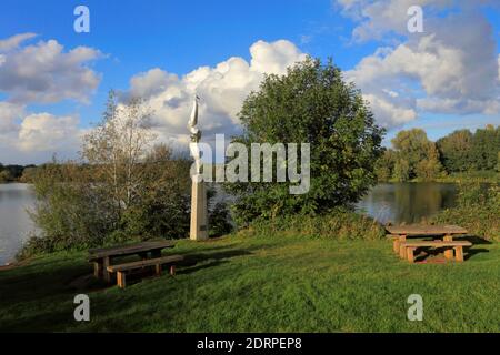 View over Gunwade Lake, Ferry Meadows country park, Peterborough, Cambridgeshire, England, UK Stock Photo