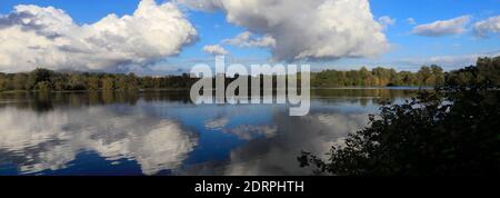 View over Gunwade Lake, Ferry Meadows country park, Peterborough, Cambridgeshire, England, UK Stock Photo