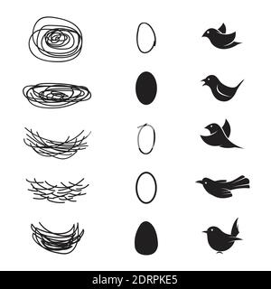 Vector of bird's nest and eggs and birds on white background. Easy editable layered vector illustration. Wild Animals. Stock Vector