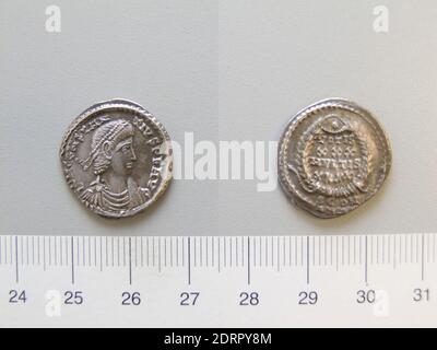 Ruler: Constantius II, Emperor of Rome, A.D. 317–361, ruled A.D. 337–61, Mint: Constantinople, 1 Nummus of Constantius II, Emperor of Rome from Constantinople, 351–55, Silver, 3.27 g, 12:00, 20.4 mm, Made in Constantinople, Roman, 4th century, Numismatics Stock Photo