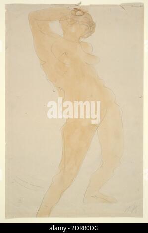 Artist, formerly attributed to: Auguste Rodin, French, 1840–1917, Lutteuse, Graphite and watercolor, Sheet: 31.1 × 20.3 cm (12 1/4 × 8 in.), Made in France, French, 19th century, Works on Paper - Drawings and Watercolors Stock Photo