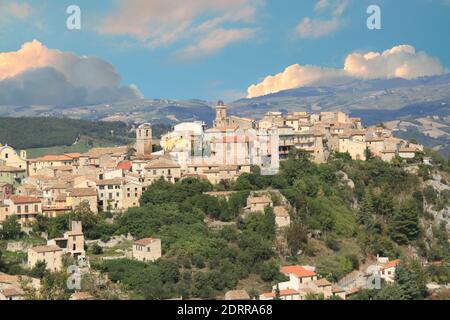 An aerial view of the a village on a hill at Castropignano, Campobasso, Molise in Italy Stock Photo