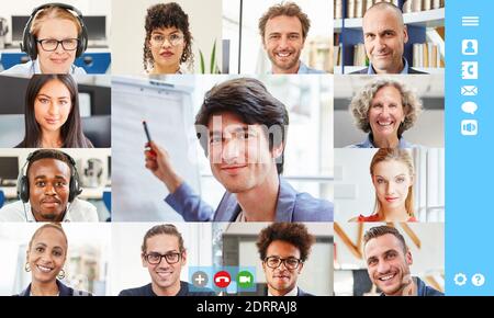 Online video conference meeting by business team as a meeting or conference Stock Photo