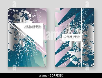 Creative luxurious and rich cover frame design paint silver splatter, grey glitter vector illustration. Blue light abstract template invitation.Stripe Stock Vector