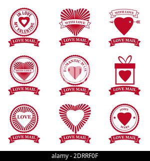 Set Love Mail icon Happy Valentine day Heart With Love. Symbol for mail design vector isolated Stock Vector