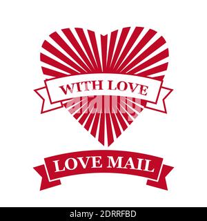 Love Mail icon Happy Valentine day Heart With Love. Symbol for mail design vector isolated Stock Vector