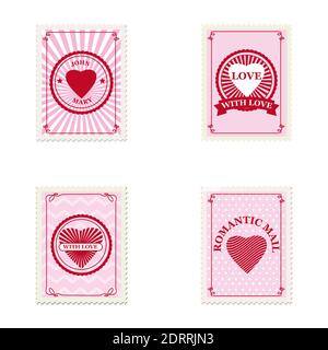 Premium Vector  Vintage romantic postal stamps. vector love elements for  scrapbook or letters design