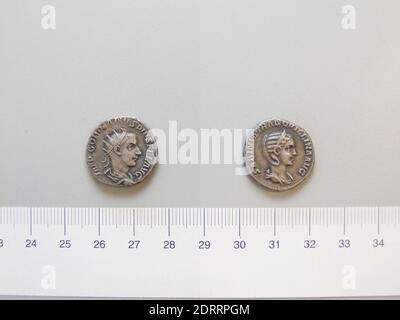 Ruler: Gordian III, Emperor of Rome, 225–244, ruled 238–44, Antoninianus of Gordian III, Emperor of Rome, 238–44, Silver, 5.33 g, 6:00, 20.6 mm, Made in Roman Empire, Roman, 3rd century, Numismatics Stock Photo