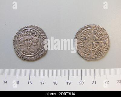 Ruler: Henry V, King of England, English, 1386–1422, ruled 1413–22, Mint: London, 1 Groat of Henry V, King of England from London, Silver, 3.66 g, 7:00, 27.40 mm, Made in London, England, British, 15th century, Numismatics Stock Photo