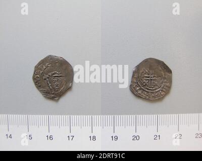 Ruler: Stephen, King of England, ca. 1092–1154, ruled 1135–54, Mint: London, Coin of Stephen from London, Silver, 1.36 g, 11:00, 20.6 mm, Made in London, Roman, 12th century, Numismatics Stock Photo