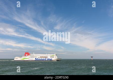 HOEK VAN HOLLAND, THE NETHERLANDS - JUNE 23, 2017: The ferry Stena Britannica of the Stena Line arrives at the entrance of the Nieuwe Waterweg, near H Stock Photo