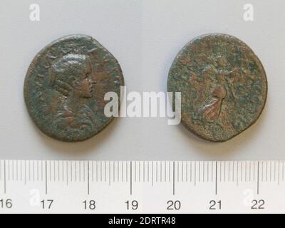 Mint: Thessalonica, Honorand: Plautilla Augusta, wife of the Roman Emperor Caracalla, AD 202-211, Coin from Thessalonica, 202–11, Copper, 10.85 g, 6:00, 25.5 mm, Made in Thessalonica, Macedonia, Greek, 3rd century, Numismatics Stock Photo