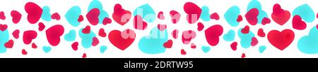 Seamless line of hearts for decoration, framing, edging, bordering, skirting and cornering Stock Vector