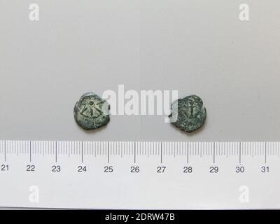 Ruler: Alexander Jannaeus, King of Judaea, ca. 127–76 B.C., ruled 103–76 B.C.Mint: Judaea, Coin of Alexander Jannaeus from Judaea, 103–76 B.C., Copper, 1.51 g, 13.9 mm, Made in Judaea, Jewish, 2nd–1st century B.C., Numismatics Stock Photo