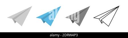 Vector paper airplane icons set. Origami paper airplane. Vector illustration isolated on white background Stock Vector
