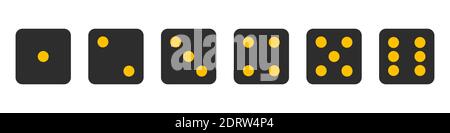 Set of game cubes isolated on white background, dice simple icons Stock Vector