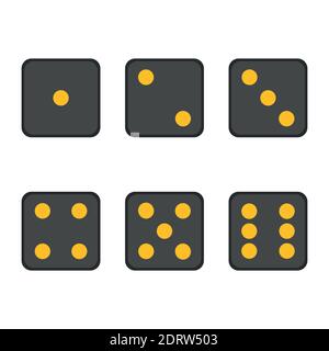 Set of game cubes isolated on white background, dice simple icons Stock Vector