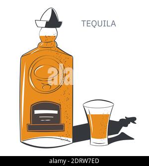 Tequila traditional mexican alcoholic drink vector Stock Vector