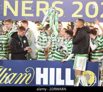 Hampden Park, Glasgow Scotland, UK. 20th Dec, 20. Celtic vs Hearts . Celtic Leigh Griffiths with trophy Credit: eric mccowat/Alamy Live News Stock Photo