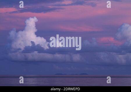 Purple sky at sea between Solomons and Micronesia Stock Photo