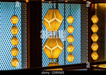 Ceiling lamps in the Okuro Hotel Tokyo Stock Photo