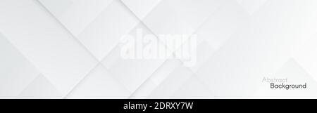 Gray background. Abstract light lines. Wide web banner. White technology backdrop. Smooth geometric website template. Clean business design. Vector Stock Vector