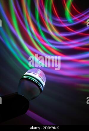 Long exposure photography of light traces projected on the screen Stock Photo