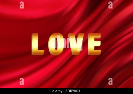 Beautiful red silk. Drapery textile background Vector Illustration Love background Stock Vector