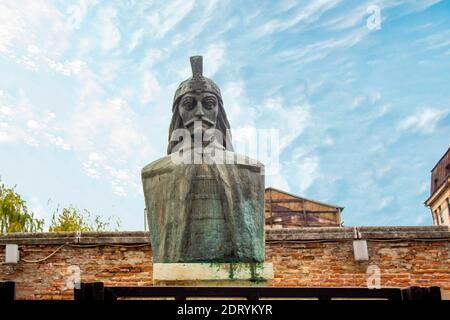 Bucharest, Romania - bust of Vlad the Impaler or Tepes, , the inspiration for Dracula, in the Old Princely Court Stock Photo