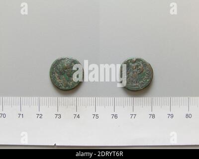 Ruler: Antoninus Pius, Emperor of Rome, A.D. 86–161, ruled A.D. 138–161, Coin of Antoninus Pius, Emperor of Rome, 138–61, Copper, 4.06 g, 6:00, 18.1 mm, Made in Nicopolis, Roman, 2nd–3rd century, Numismatics Stock Photo