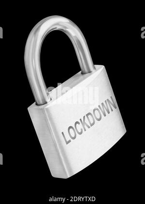 Lockdown Padlock against black background Stock Photo